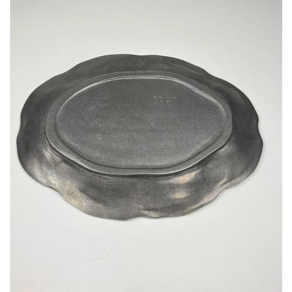 Vintage Wilton Armetale Chippendale Oval Pewter Serving Tray Platter 17.5in Larg